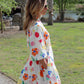 Printed V-Neck 3/4 Sleeve Shirt Dress with Flared Skirt