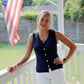 High Rise White Denim Fold Up Shorts
