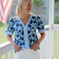 Floral Bow Sleeve Stripe Top
