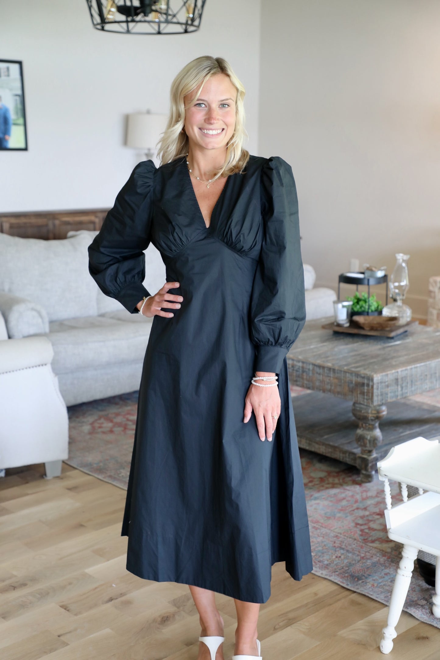 Empire Waist A-Line Midi Dress Shuggie & Co Empire Waist A-Line Midi Dress Shuggie & Co