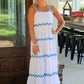 Blue/White Tiered Ric Rac Dress