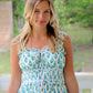 Sleeveless Smocked Floral Print Midi Dress