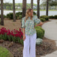 Balloon Sleeve Top with High Round Neck and Trim Details