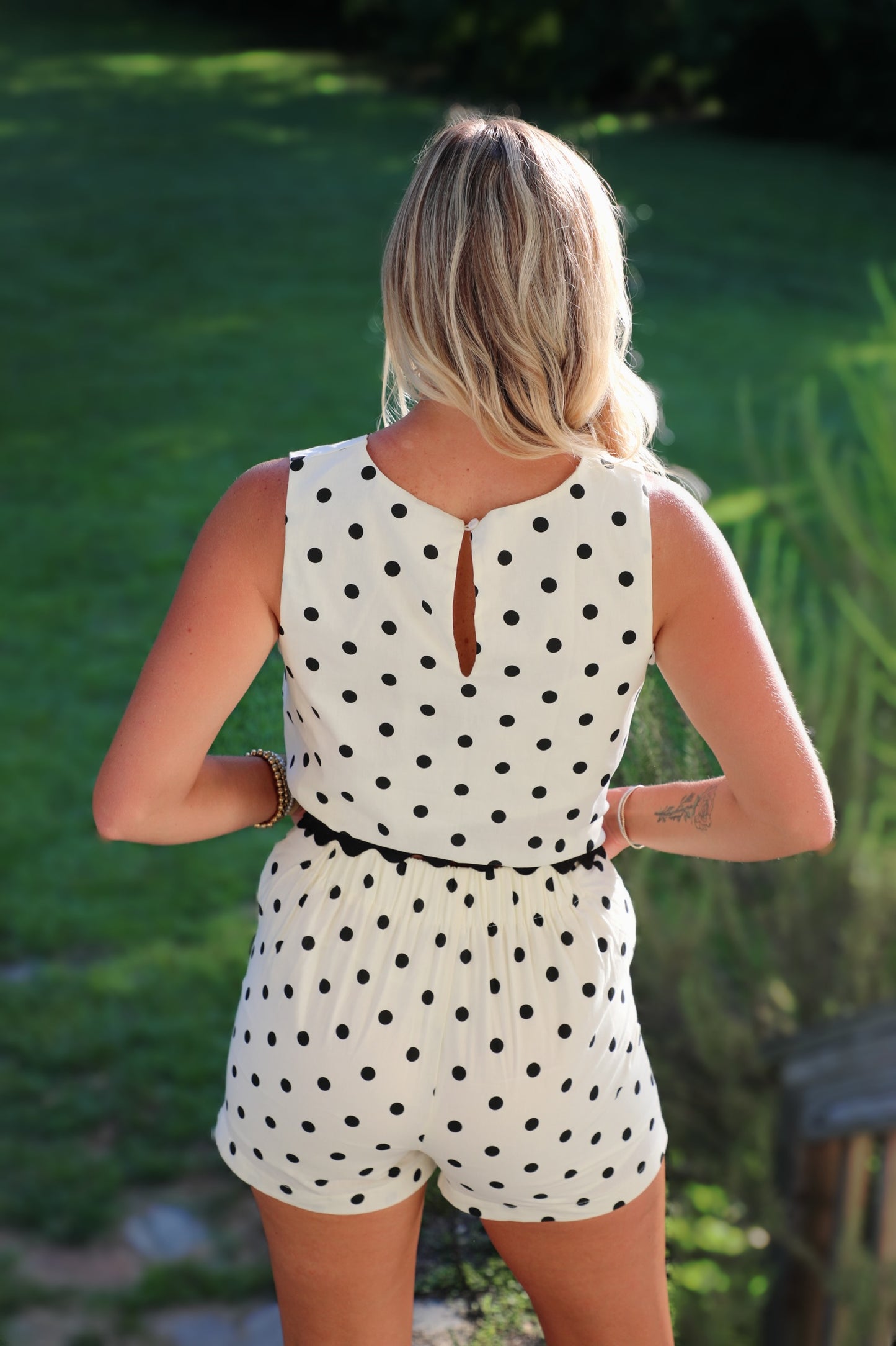 Polka Dot Cotton Set With Ric Rac Trim