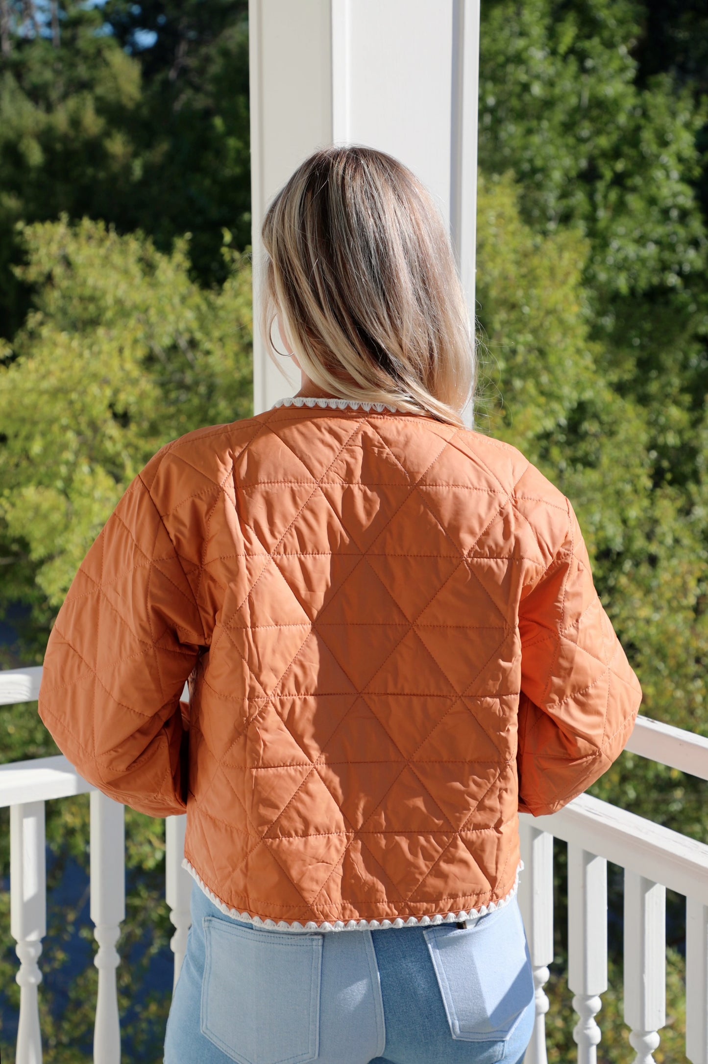 Quilted Lightweight Jacket with Scalloped Trim