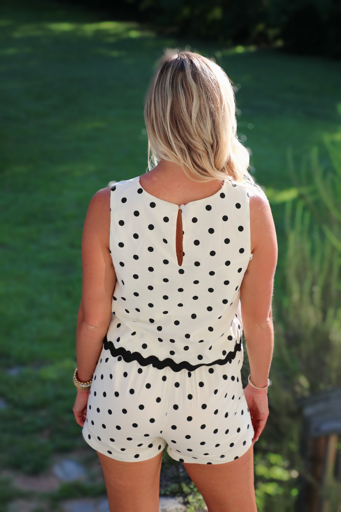 Polka Dot Cotton Set With Ric Rac Trim