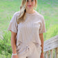 Beige Ribbed Lounge Set