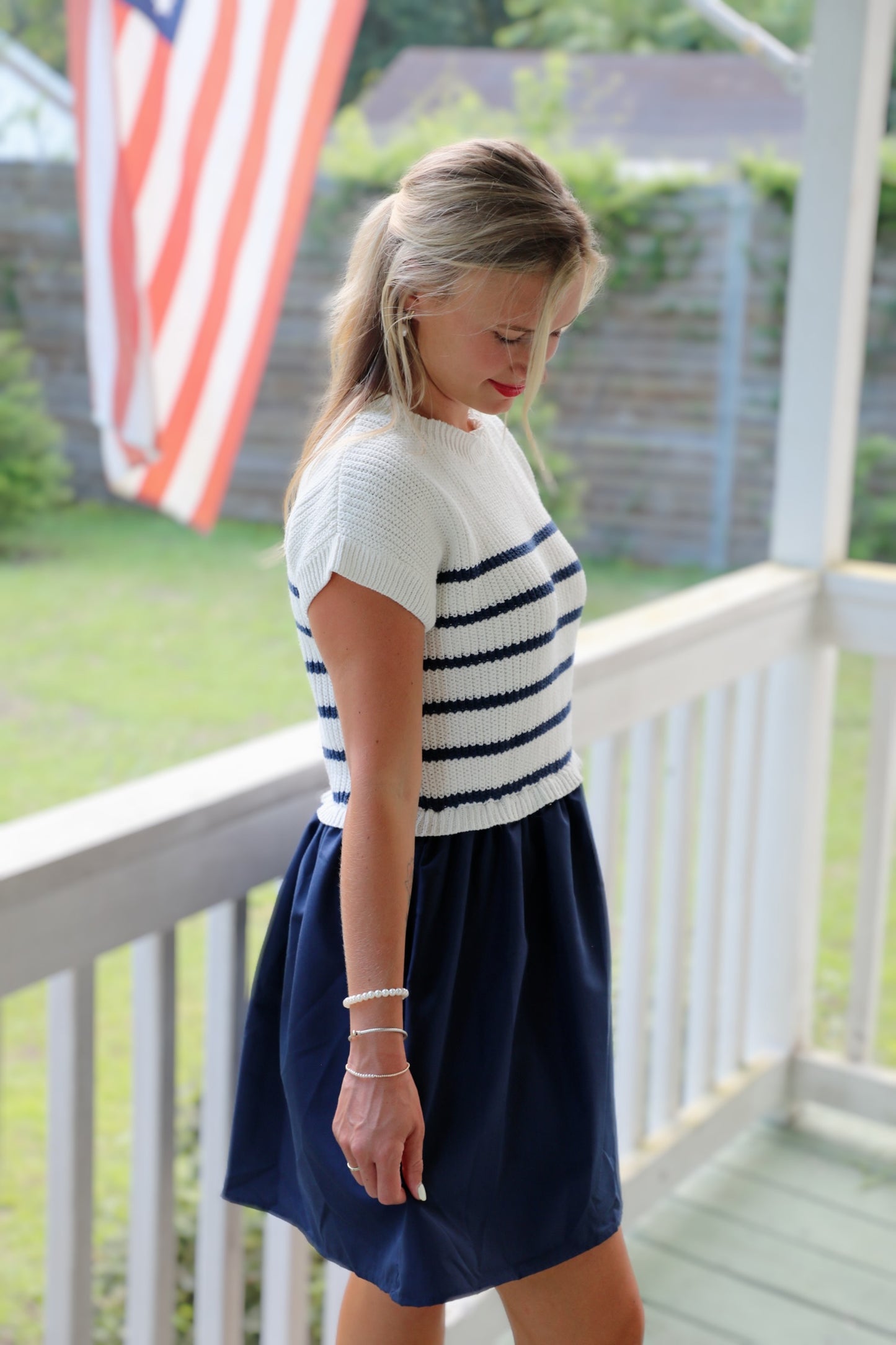 Navy Stripe Sweater Dress