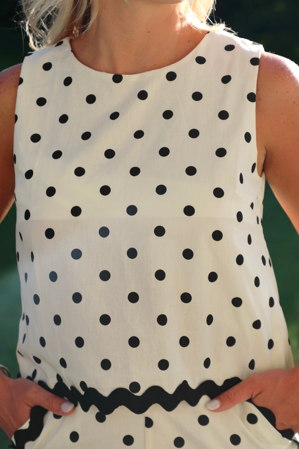 Polka Dot Cotton Set With Ric Rac Trim