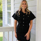 Black Denim Half Button Up Dress