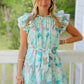 Flutter Sleeve Mini Dress with Waist Tie