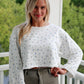 Floral Cuffed Cropped Sweater