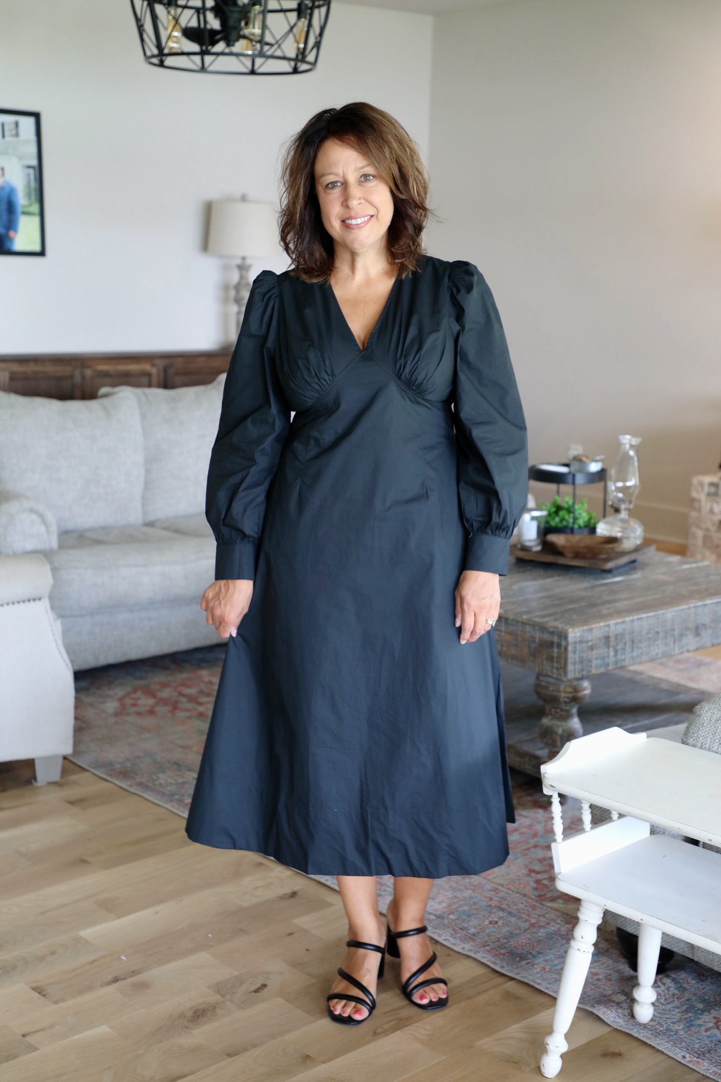 Empire Waist A-Line Midi Dress Medium / Black Empire Waist A-Line Midi Dress Medium / Black