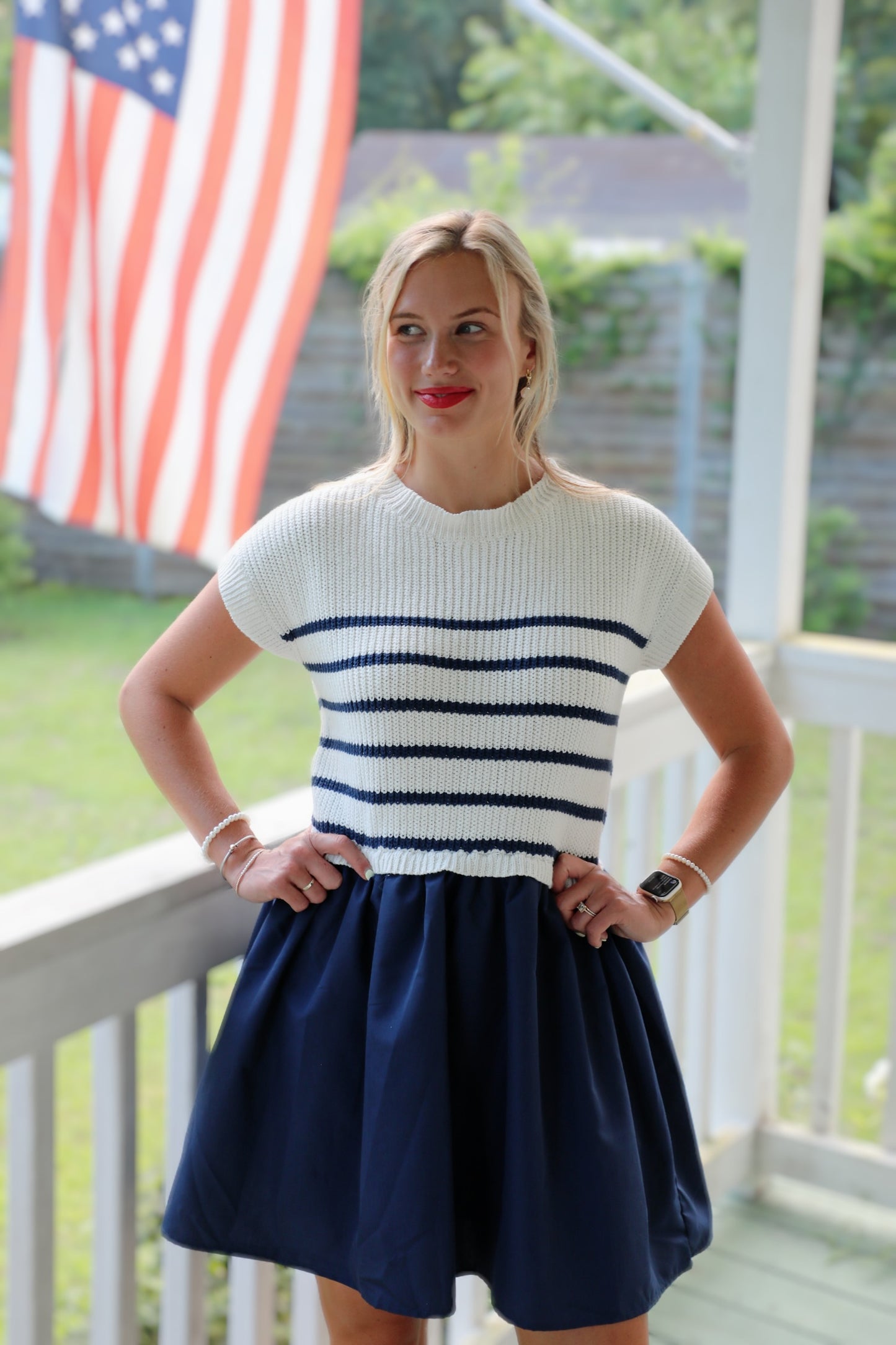 Navy Stripe Sweater Dress