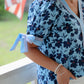Floral Bow Sleeve Stripe Top