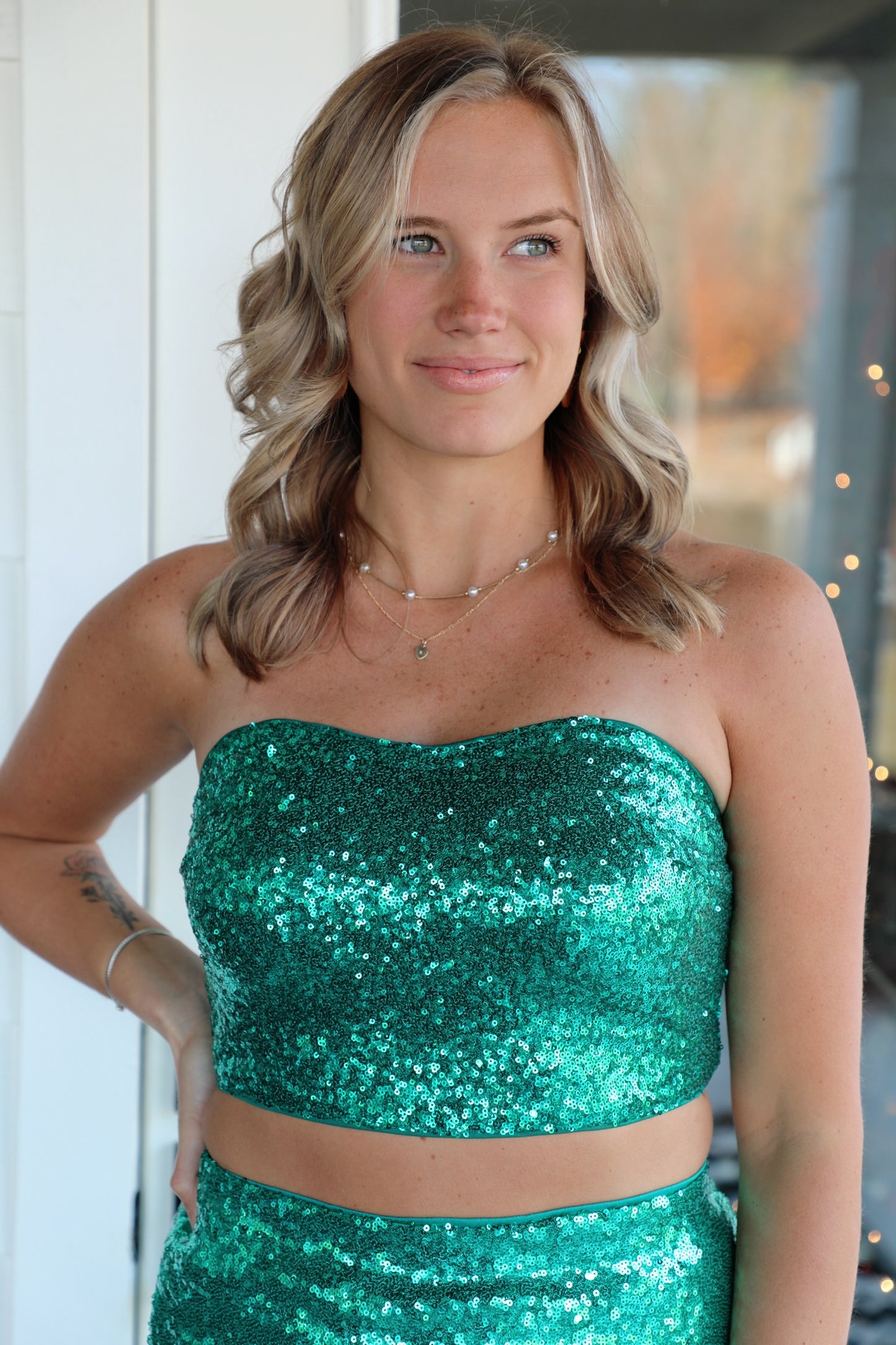 Sequin Crop Tube Top