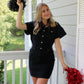 Black Denim Half Button Up Dress