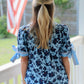 Floral Bow Sleeve Stripe Top
