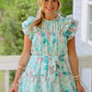 Flutter Sleeve Mini Dress with Waist Tie