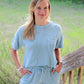 Sky Blue Ribbed Lounge Set