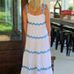 Blue/White Tiered Ric Rac Dress