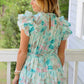 Flutter Sleeve Mini Dress with Waist Tie