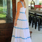 Blue/White Tiered Ric Rac Dress