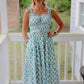 Sleeveless Smocked Floral Print Midi Dress