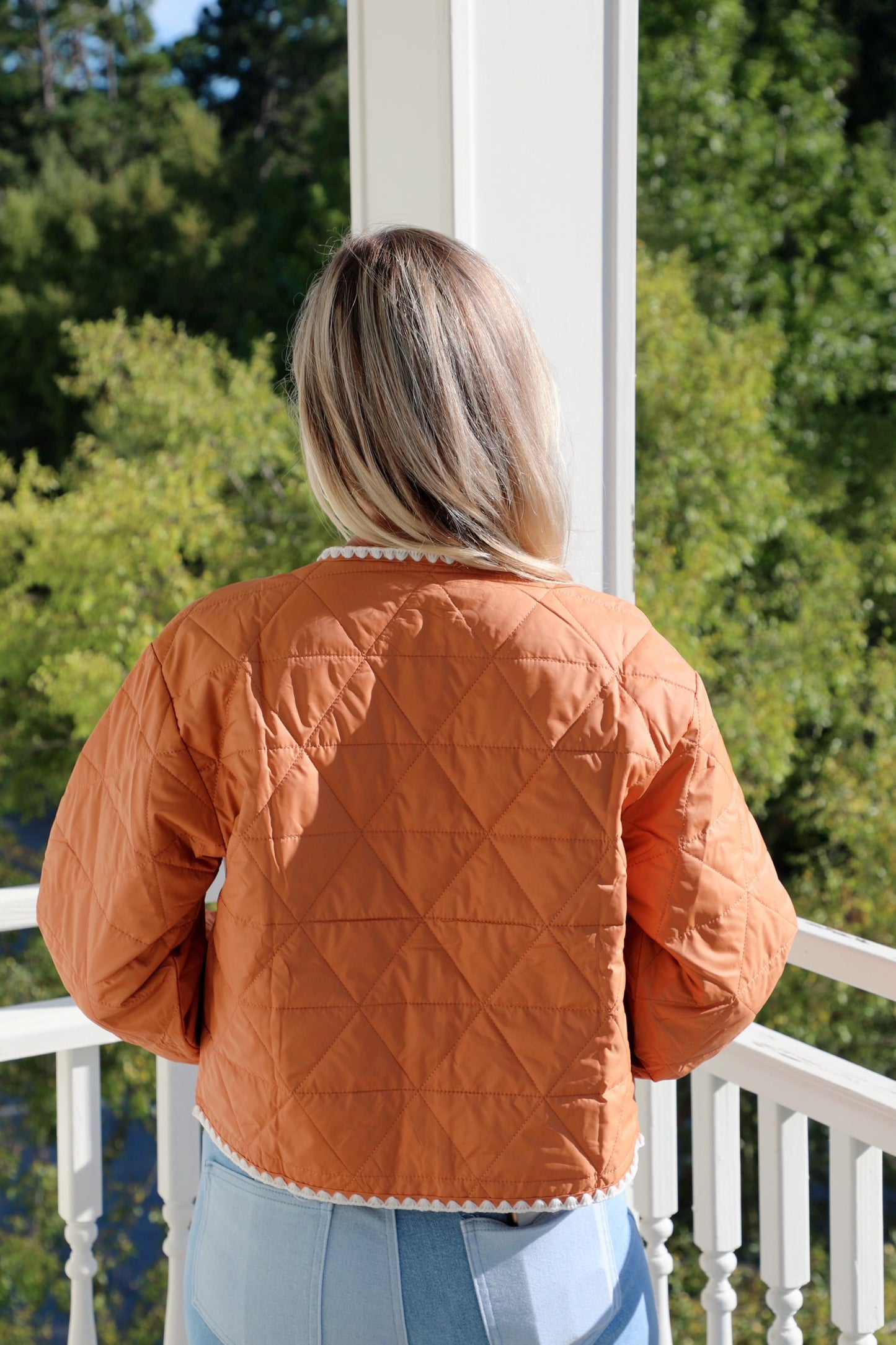 Quilted Lightweight Jacket with Scalloped Trim