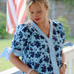 Floral Bow Sleeve Stripe Top