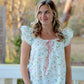 Floral Top With Ruffle Sleeves and Lace and Ribbon Details