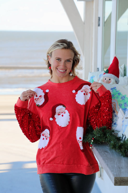 Red Velvet Sequin Santa Sweatshirt