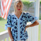 Floral Bow Sleeve Stripe Top