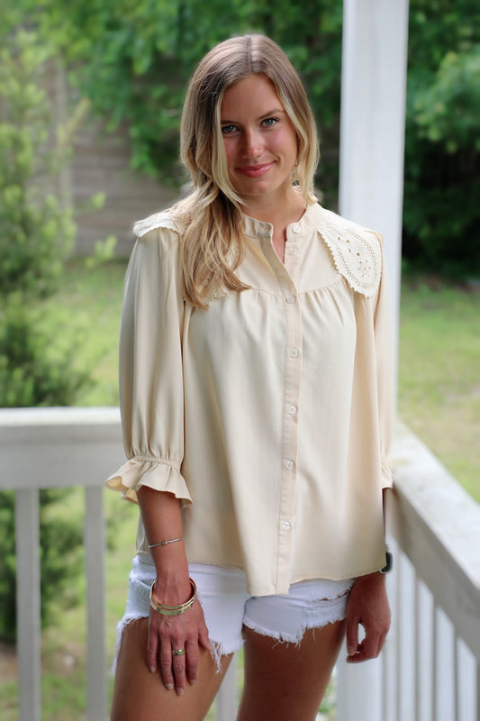 Piper Lace Button-Up Blouse