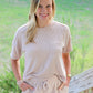 Beige Ribbed Lounge Set