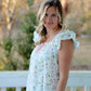 Floral Top With Ruffle Sleeves and Lace and Ribbon Details