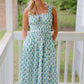 Sleeveless Smocked Floral Print Midi Dress