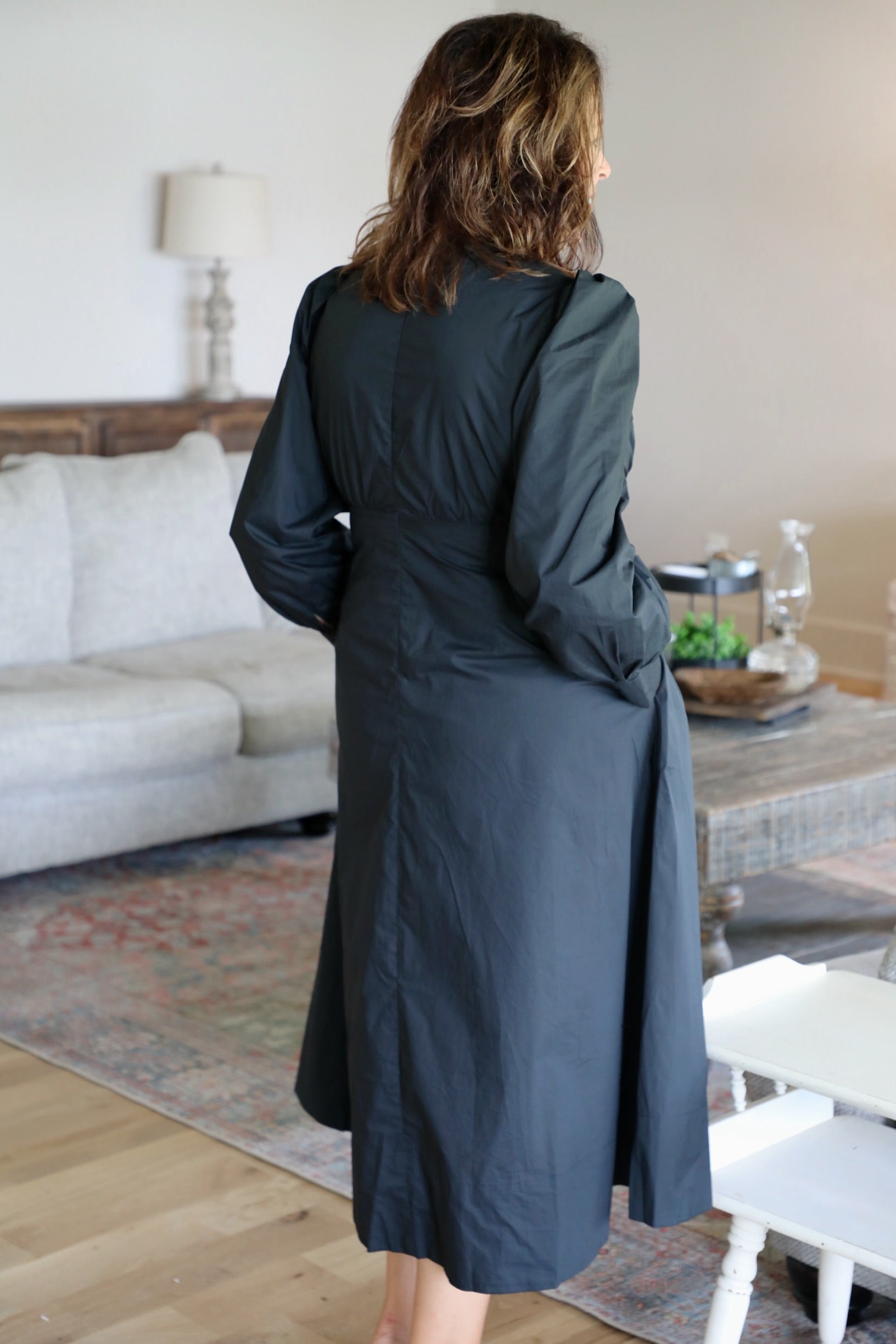 Empire Waist A-Line Midi Dress Medium / Black Empire Waist A-Line Midi Dress Medium / Black