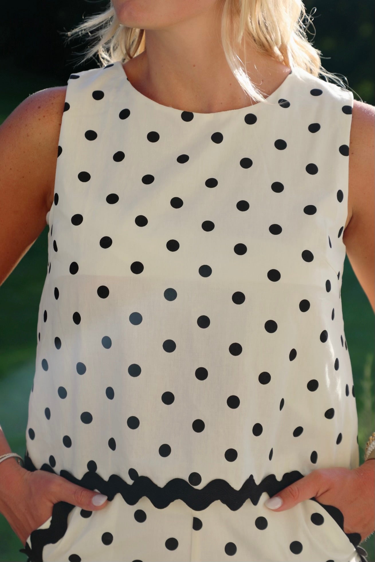 Polka Dot Cotton Set With Ric Rac Trim