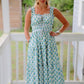 Sleeveless Smocked Floral Print Midi Dress