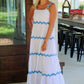 Blue/White Tiered Ric Rac Dress