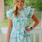Flutter Sleeve Mini Dress with Waist Tie