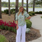Balloon Sleeve Top with High Round Neck and Trim Details