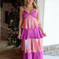 Multicolor Color Block Tiered Maxi Dress