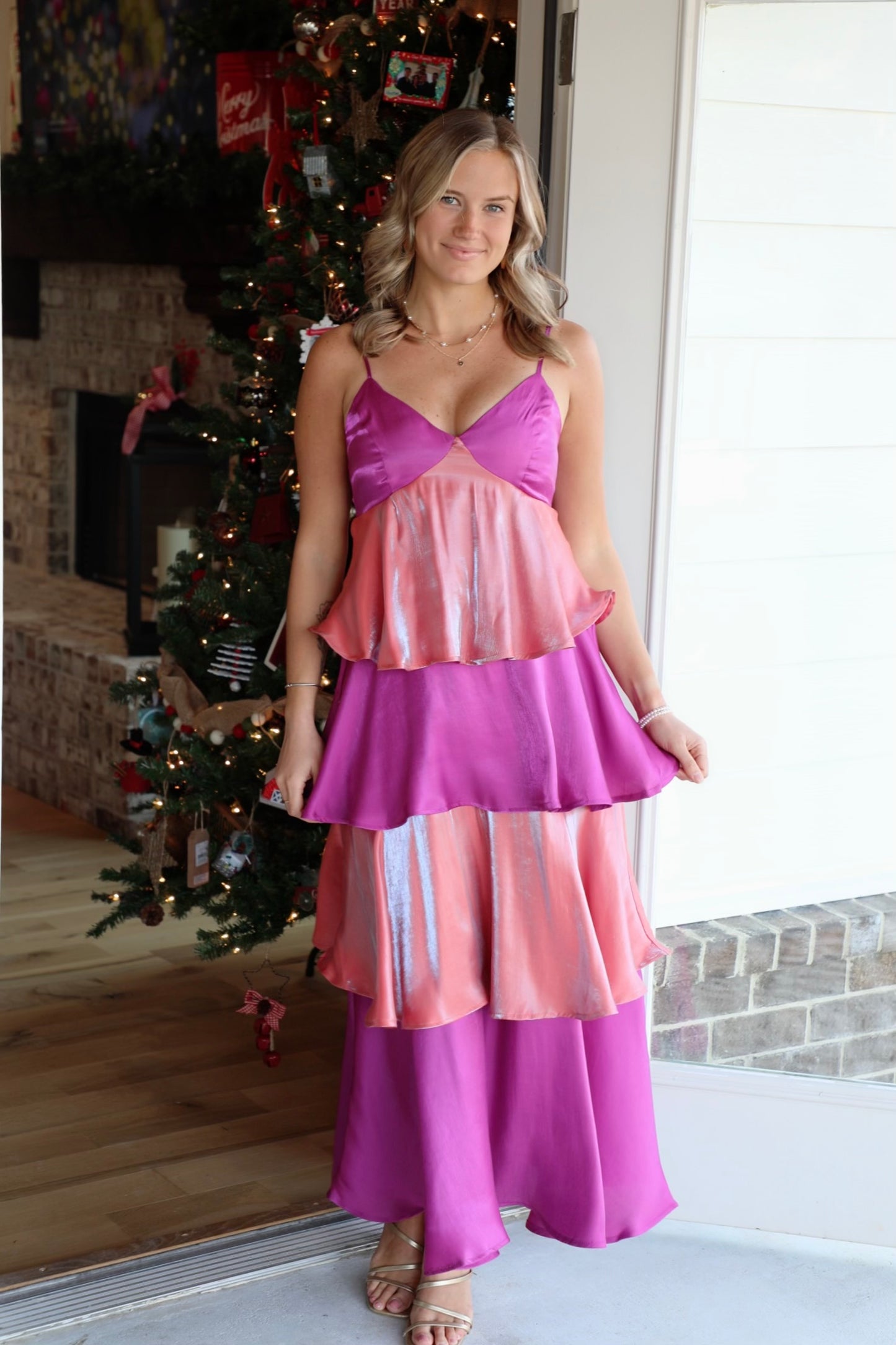 Multicolor Color Block Tiered Maxi Dress