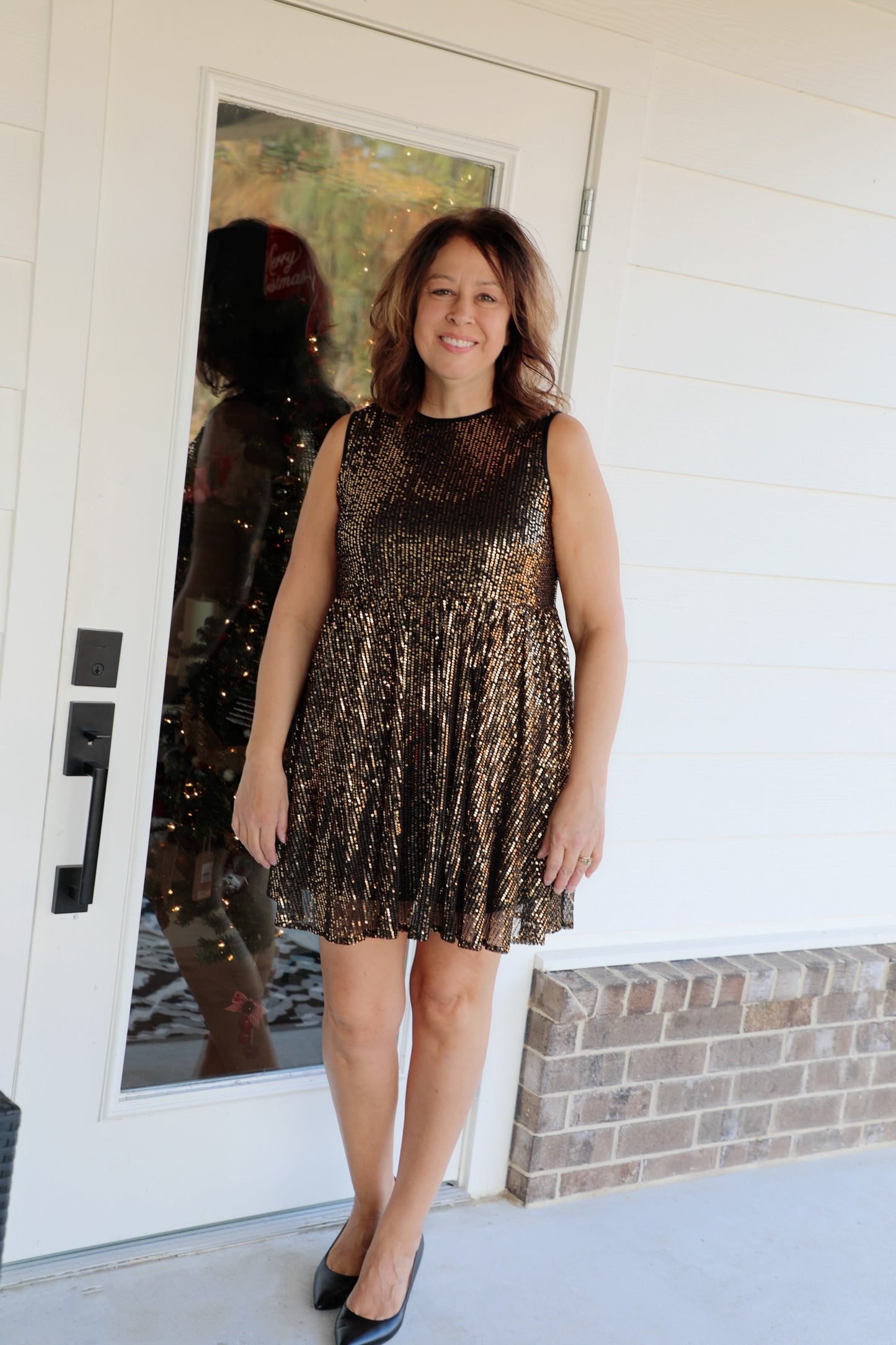 Sleeveless Sequin Flounce Dress