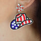 Cowgirl Hat Beaded USA Earrings