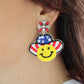 Smiley Face Beaded USA Earrings