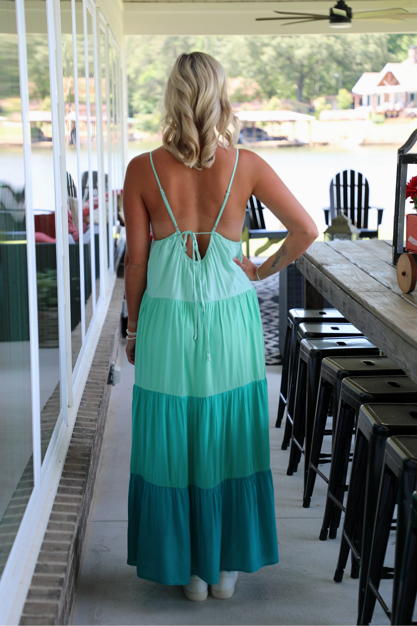 Color Block Woven Summer Maxi Dress Large / Seafoam Color Block Woven Summer Maxi Dress Large / Seafoam