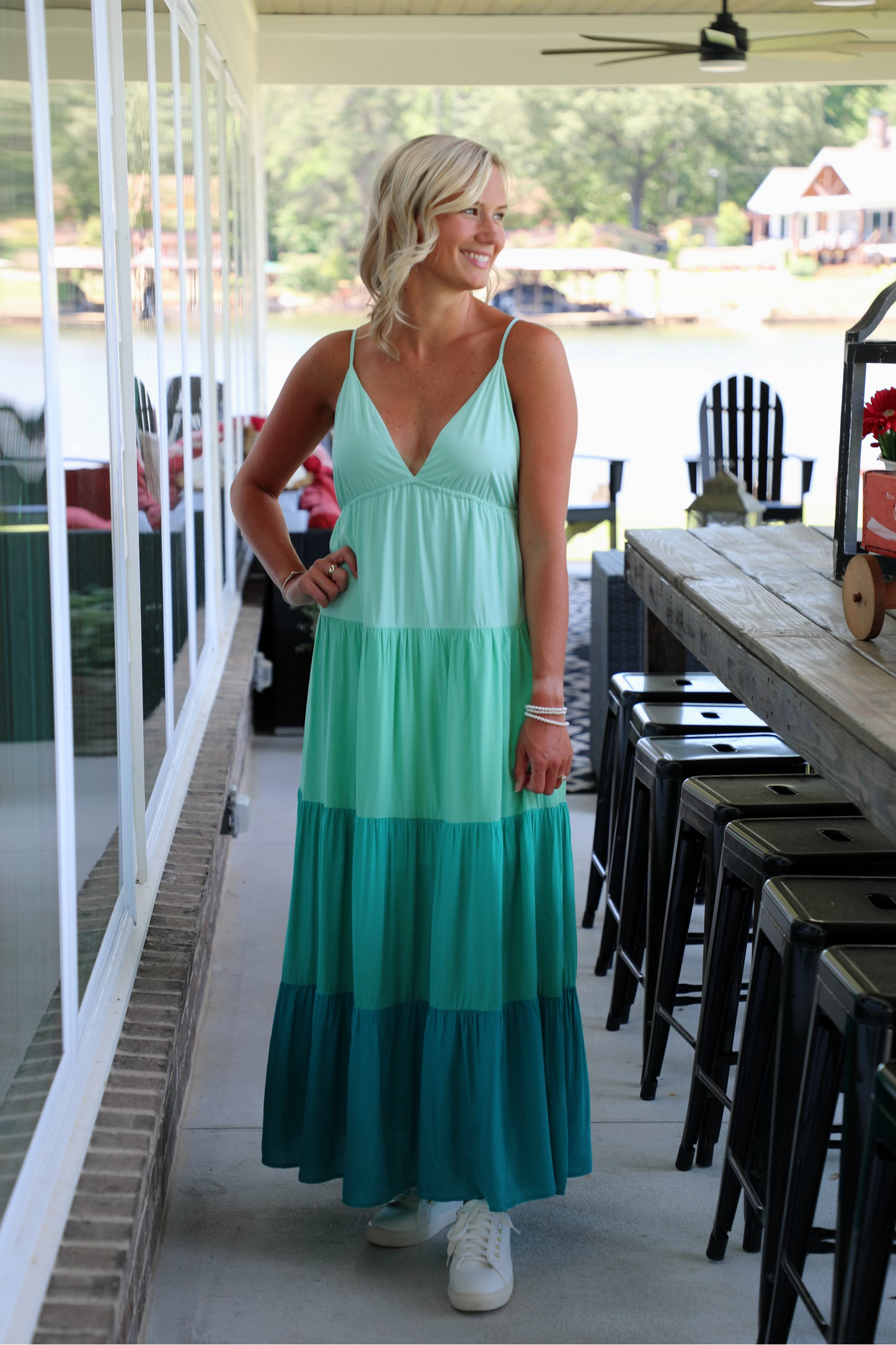 Color Block Woven Summer Maxi Dress Large / Seafoam Color Block Woven Summer Maxi Dress Large / Seafoam